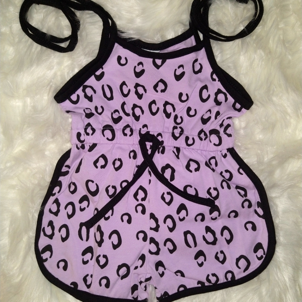 Black and purple one piece short set.